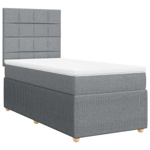 vidaXL cama box spring con colchón tela gris claro 90x190 cm