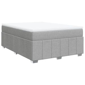 vidaXL cama box spring con colchón tela gris claro 140x190 cm