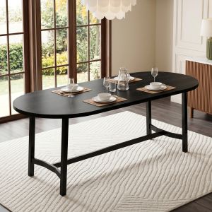Mesa de jantar 6 a 8 lugares preto 75x180x80cm