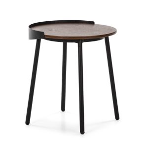 Mesa lateral 50x51x66 em madeira marrom, metal preto