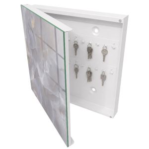 Caixa para chaves de vidro 30x30x5, abertura à esquerda branca