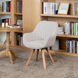 Cadeira de escritório giratória - tecido bege - base em faia - 57x56x83 cm