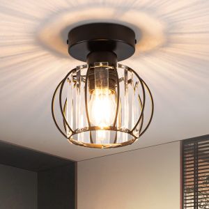 Nettlife luminária de teto moderna de cristal preto E27 lâmpada de cozinha