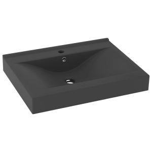 Lavatório orifício torneira 60x46 cm cerâmica cinza-escuro mate