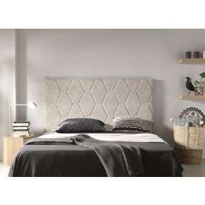Cabeceira de cama em ágata de 135 cm, tecido branco-creme, 154x115x8 cm.