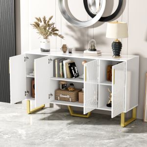 Aparador com 4 portas branco brilhante 80x140x40cm