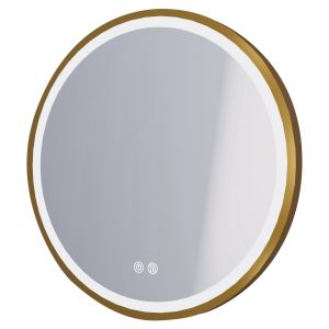 Espelho iluminado alexine - contorno ouro escovado - ø80 cm