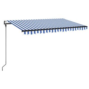Toldo autom. C/ LED e sensor de vento 450x300 cm azul/branco