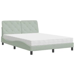 vidaXL cama con colchón terciopelo gris claro 140x200 cm