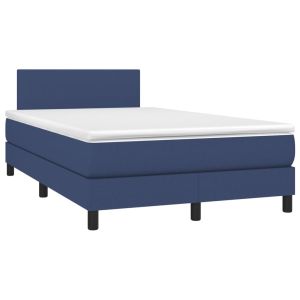 vidaXL cama box spring con colchón tela azul 120x200 cm
