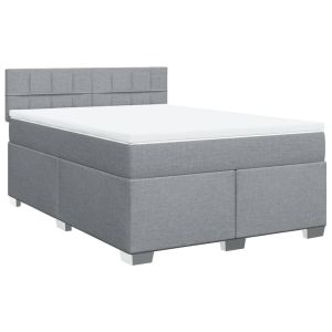 vidaXL cama box spring con colchón tela gris claro 160x200 cm