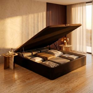 Sommier com arrumação 140x200cm pikolin airbox wengué abertura frontal 32cm