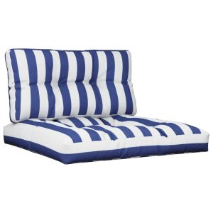 Almofadões p/ móveis de paletes 2 pcs tecido riscas azul/branco