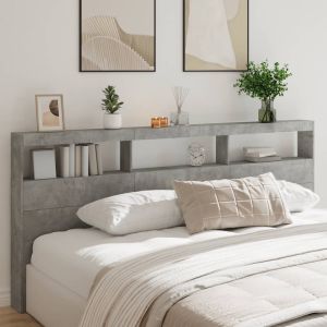 Armário de cabeceira c/ luzes LED 220x17x102cm cinzento cimento ptob7138