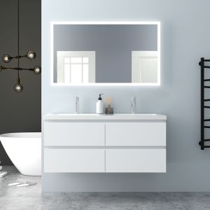 Aica móvel de casa de banho com lavatório, branco mate, 120 x 46 x 52 cm