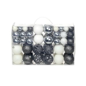 vidaXL lote de bolas de navidad 100 unidades blanco/gris 3/4/6 cm