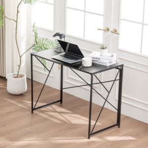Mesa dobrável para escritório mdf preto 75x99x50cm