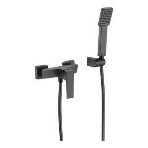 Misturador para ducha preto gun metal em latão com tubo metálico 180 cm
