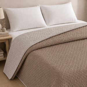 Colcha reversível bicolor couro/linho cama 180cm donegal collections