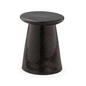 Banqueta 35x35x45 em cerâmica esmaltada preta