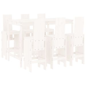 vidaXL set de mesa y taburetes altos jardín 7 pzas madera pino blanco