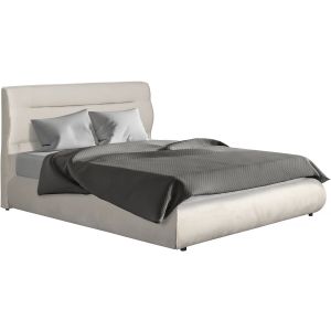 Cama de casal com arrumação em veludo "chamonix" - 160 x 200 cm - bege
