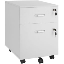 Gaveteiro com rodas e 2 gavetas com cierre, 40 x 46 x 54,5 cm, branco