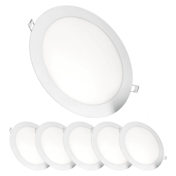 6x LED downlight 18w redondo, embutido branco fosco, luz fria 6000k