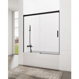Resguardo banheira frontal+deslizante basic 165-170cm transparente preto