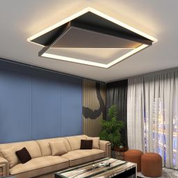 Nettlife design moderno LED luz de teto 53w preto regulável com controle