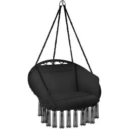 Cadeira coLGante para jardim, malla de aLGodón, 80 x 72 x 125 cm, preto