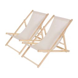 Conjunto de 2 espreguiçadeiras de madeira "chilienne" - 107 x 56,5 x 81 cm