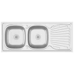 Lava-louça cozinha + cuba dupla 1200x500x155 mm inox prateado