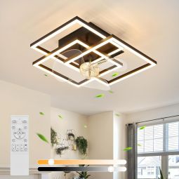 Nettlife ventilador de teto com luz LED integrado preto 37x37