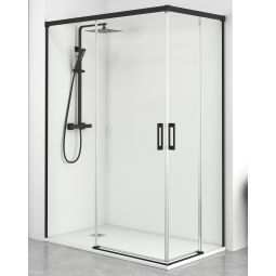 Painel de duche retangular frente 100 laterais 70cm preto transparente