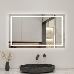 Aica espelho de banho LED 100 x 60 cm, anti-embaciamento,brilho ajustável