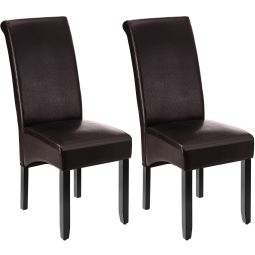 2 cadeiras de sala de jantar ergonómicas, símil cuero, estofadas capuchino