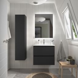 Móvel de banheiro bequia 60 cm preto| lavatório em porcelana