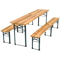Tectake® conjunto mesa e bancos dobráveis madeira abeto compacto 3 peças