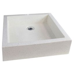 Ondee - lavatório quadrado timbre creme - 40cm - terrazzo - sem transbordo