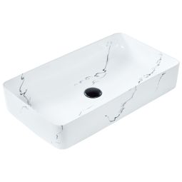 Lavatório de bancada hopi 61 x 35 cm cerâmica mármore branco