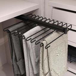 Emuca porta calças extraível, 11 hastes, guias de extensão total, aço,