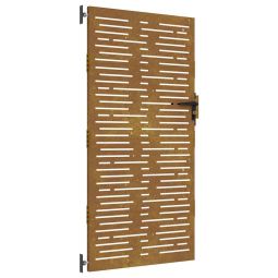Portão de jardim 85x200 cm aço corten design quadrados