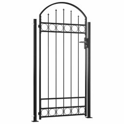 Portão de cerca com topo arqueado e 2 postes 105x204 cm preto