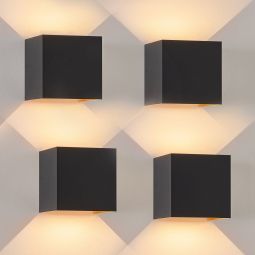 Nettlife aplique parede LED preto 10x10 (4er-set)