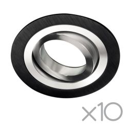 Pack 10 foco embutido regulável classic redondo preto e alumínio wonderlamp