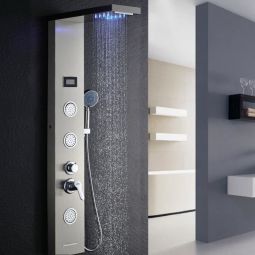 Coluna de duche de hidromassagem em aço inoxidável painel de duche de 5 fun