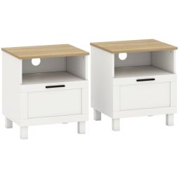 Conjunto mesas de cabeceira 45x38x50 cm color blanco Homcom, casa - quarto