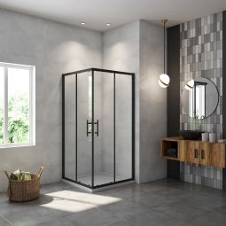Cabine de duche quadrada correr,preto mate,(680-700)x(680-700)x1900mm