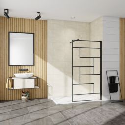 Painel de duche serigrafada,vidro easyclean 8mm,barra 90cm,90x200cm